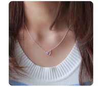 Lovely Heart Shaped Silver Necklace SPE-5445